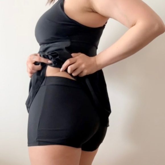 NWOT Two Piece Black Tankini Boy Shorts Modest Swimsuit Bikini - Picture 3 of 14